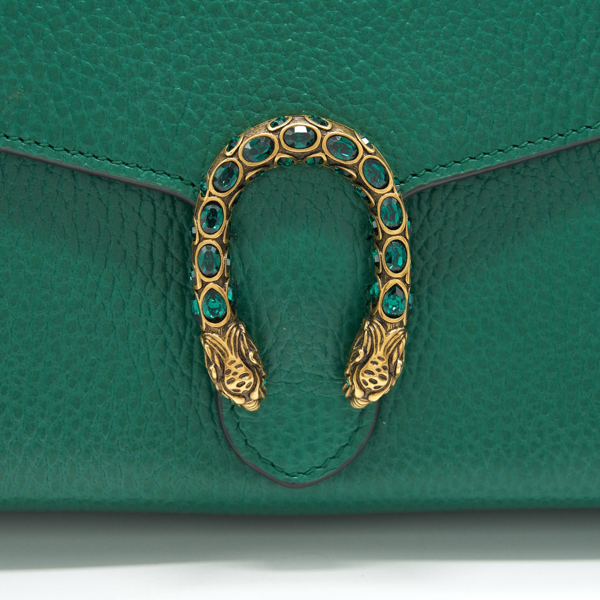 GUCCI DIONYSUS MINI CHAIN BAG GREEN WITH GOLD AND SILVER HARDWARE