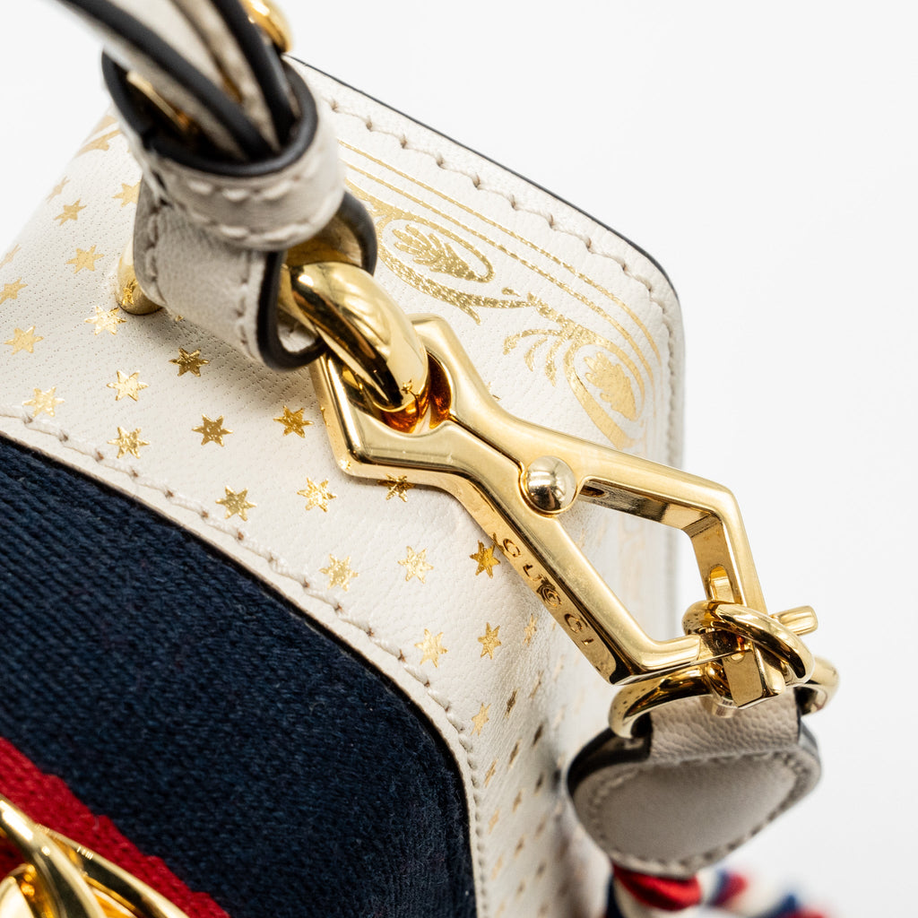 GUCCI SYLVIE TOP HANDLE BAG LIMITED EDITION LEATHER WHITE GHW