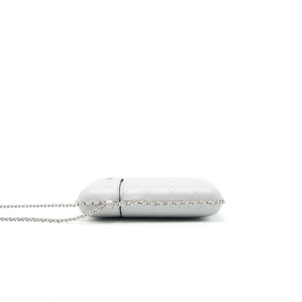 CHANEL GREY VANITY CASE FOR PHONE WITH CHAIN