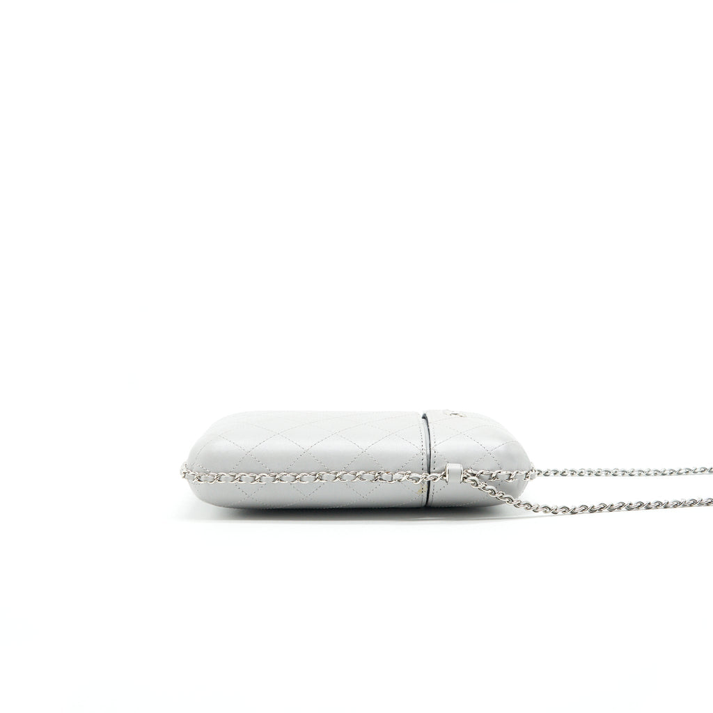 CHANEL GREY VANITY CASE FOR PHONE WITH CHAIN