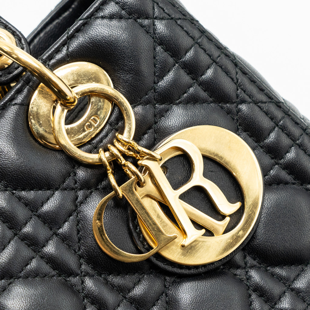 DIOR MEDIUM LADY DIOR LAMBSKIN BLACK GHW