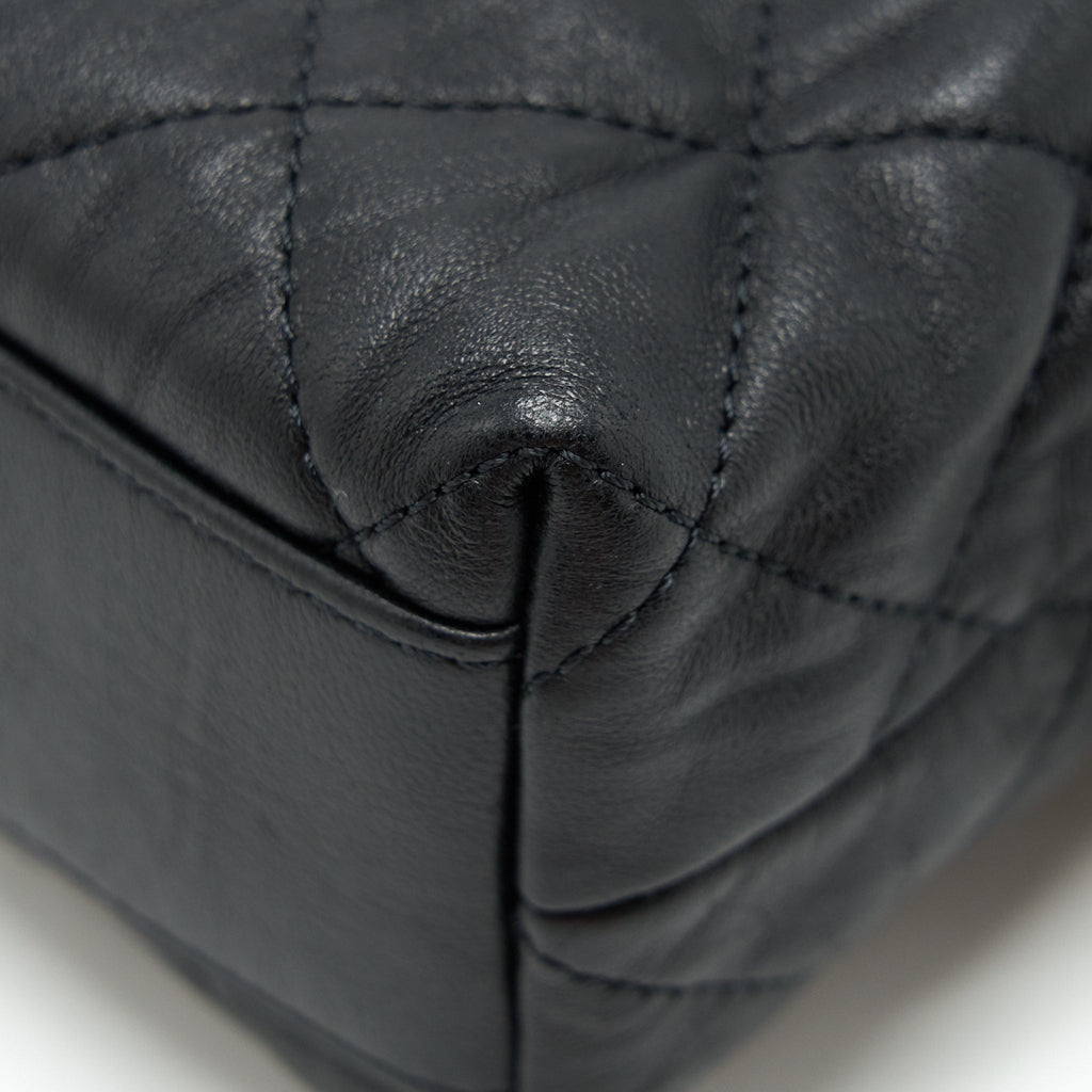 CHANEL SMALL CC WRAPPED STRAP BAG LAMBSKIN BLACK IN CRUMPLED GHW
