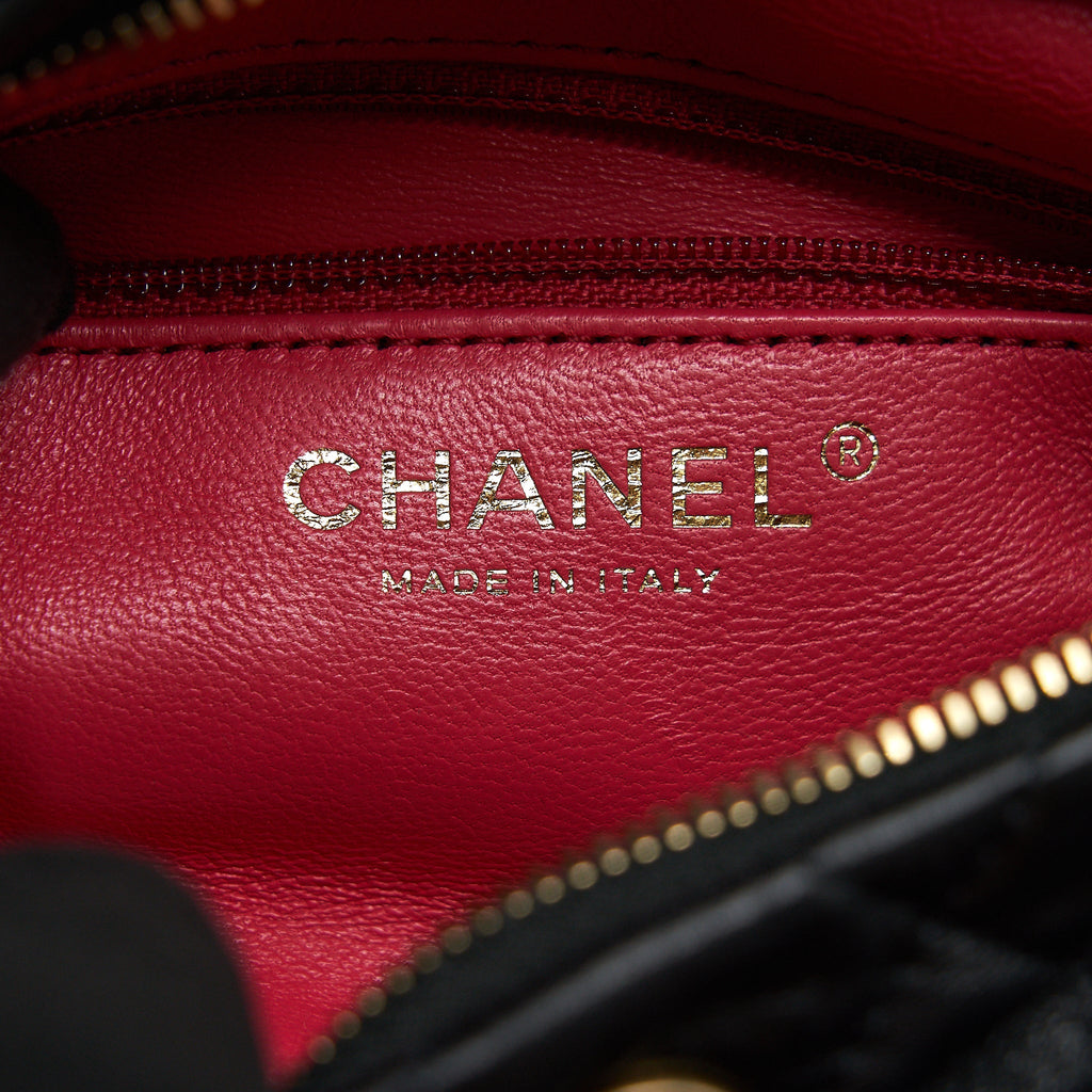 CHANEL SMALL CC WRAPPED STRAP BAG LAMBSKIN BLACK IN CRUMPLED GHW