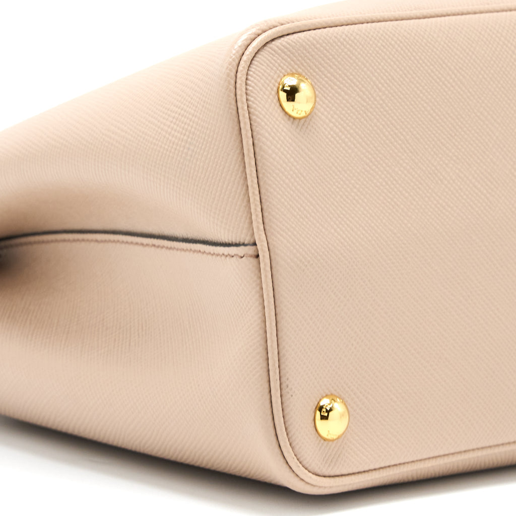 PRADA SAFFIANO CUIR TOTE BAG CALFSKIN CAMMEO/NERO GHW