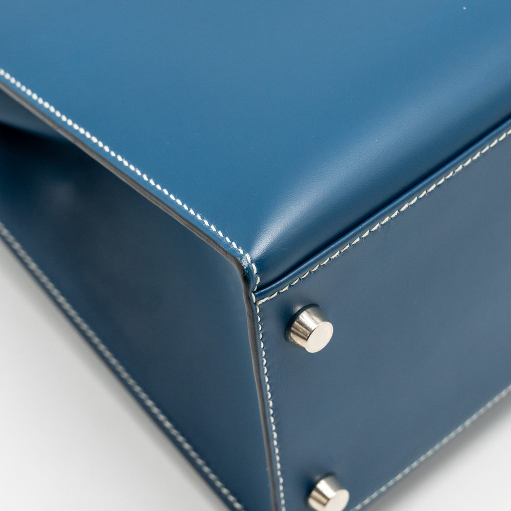 HERMES KELLY 28 CALFSKIN BLUE SHW SQUARE H