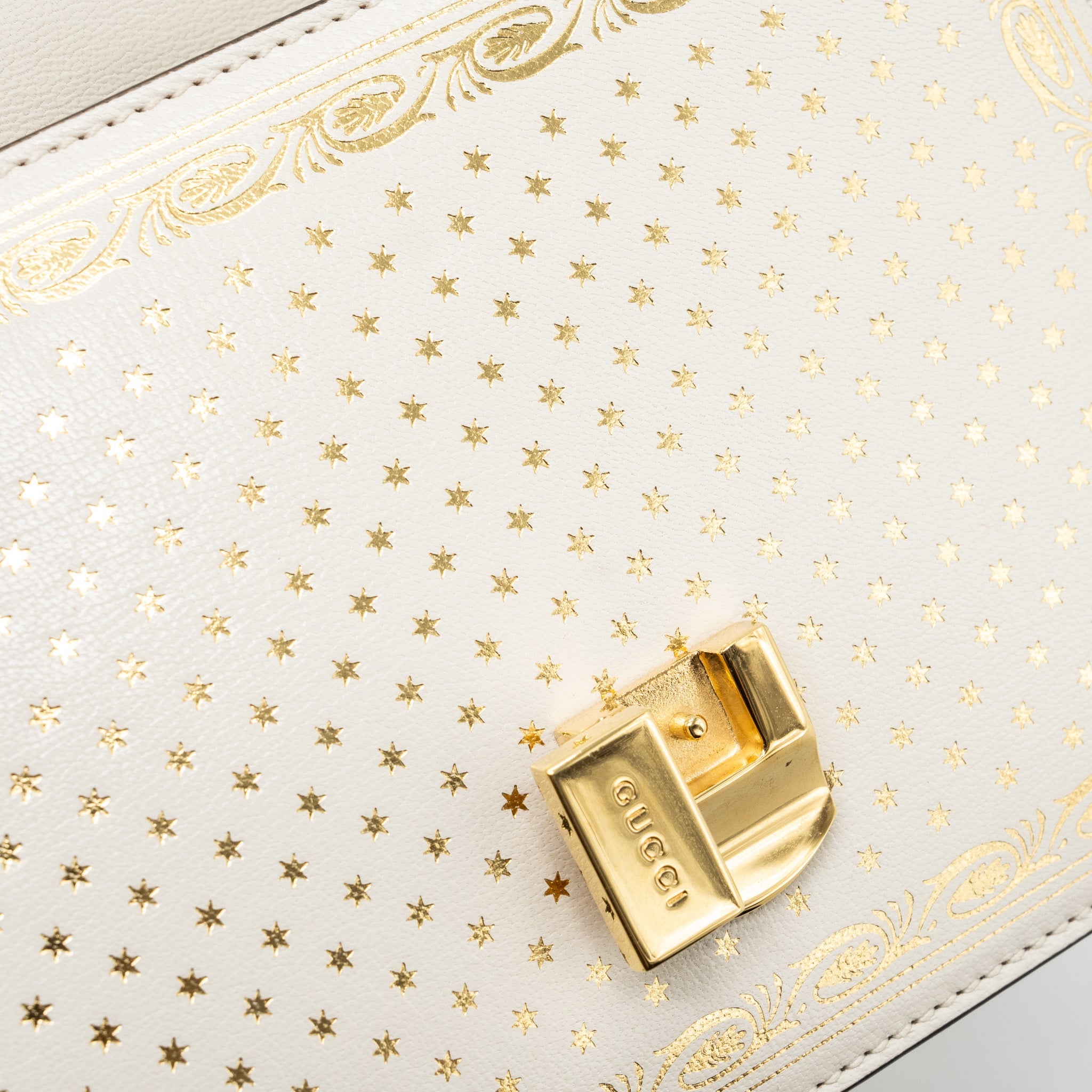 GUCCI SYLVIE TOP HANDLE BAG LIMITED EDITION LEATHER WHITE GHW
