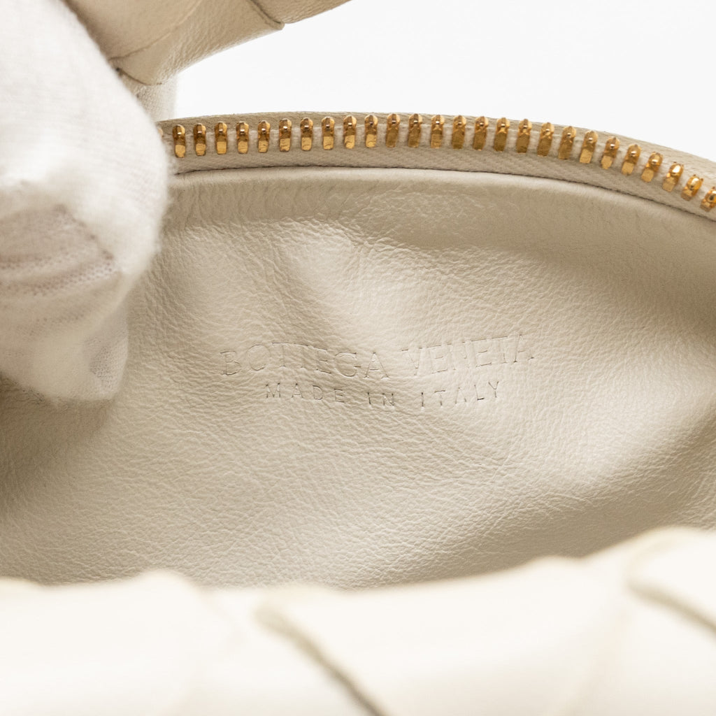 BOTTEGA VENETA MINI JODIE LAMBSKIN WHITE GHW