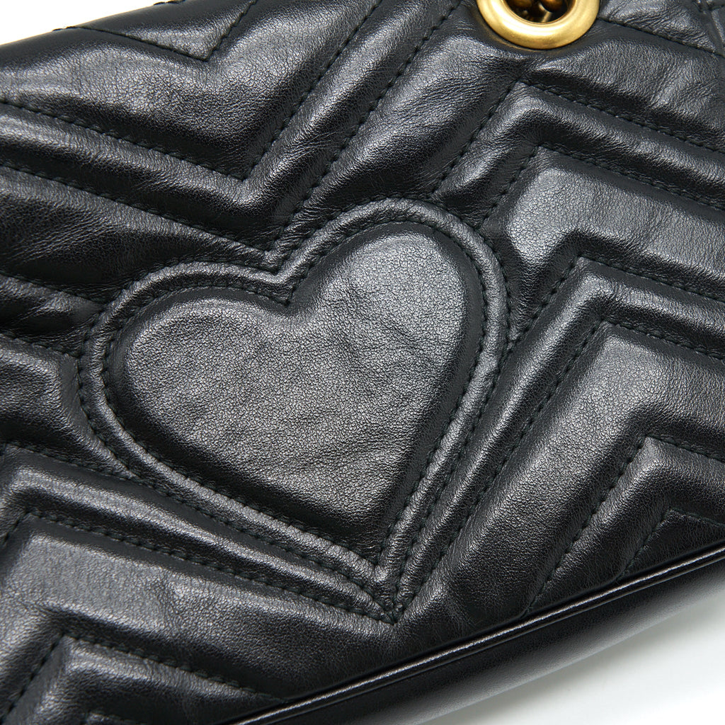 GUCCI MINI MARMONT MATELASSE BAG BLACK GHW
