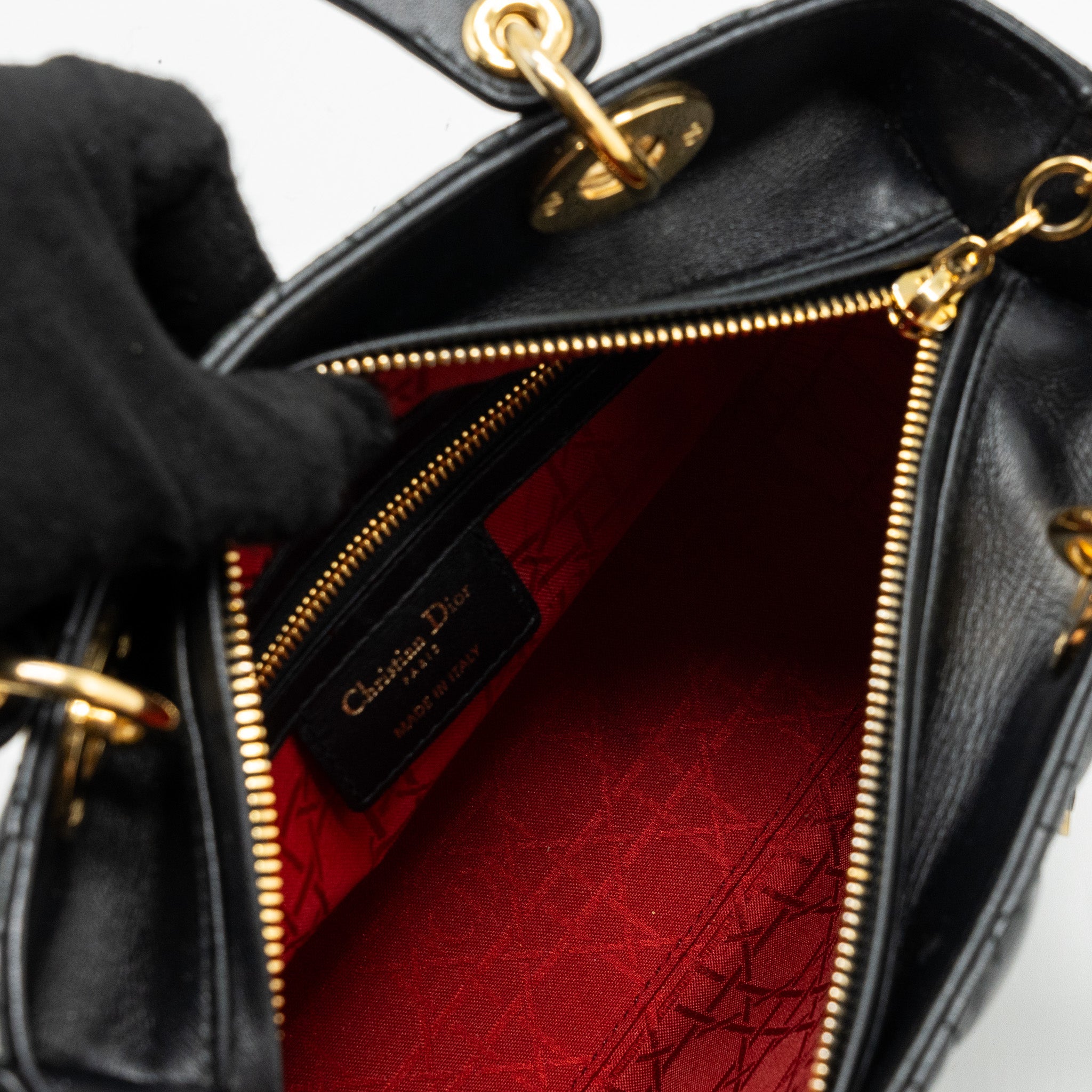DIOR MEDIUM LADY DIOR LAMBSKIN BLACK GHW