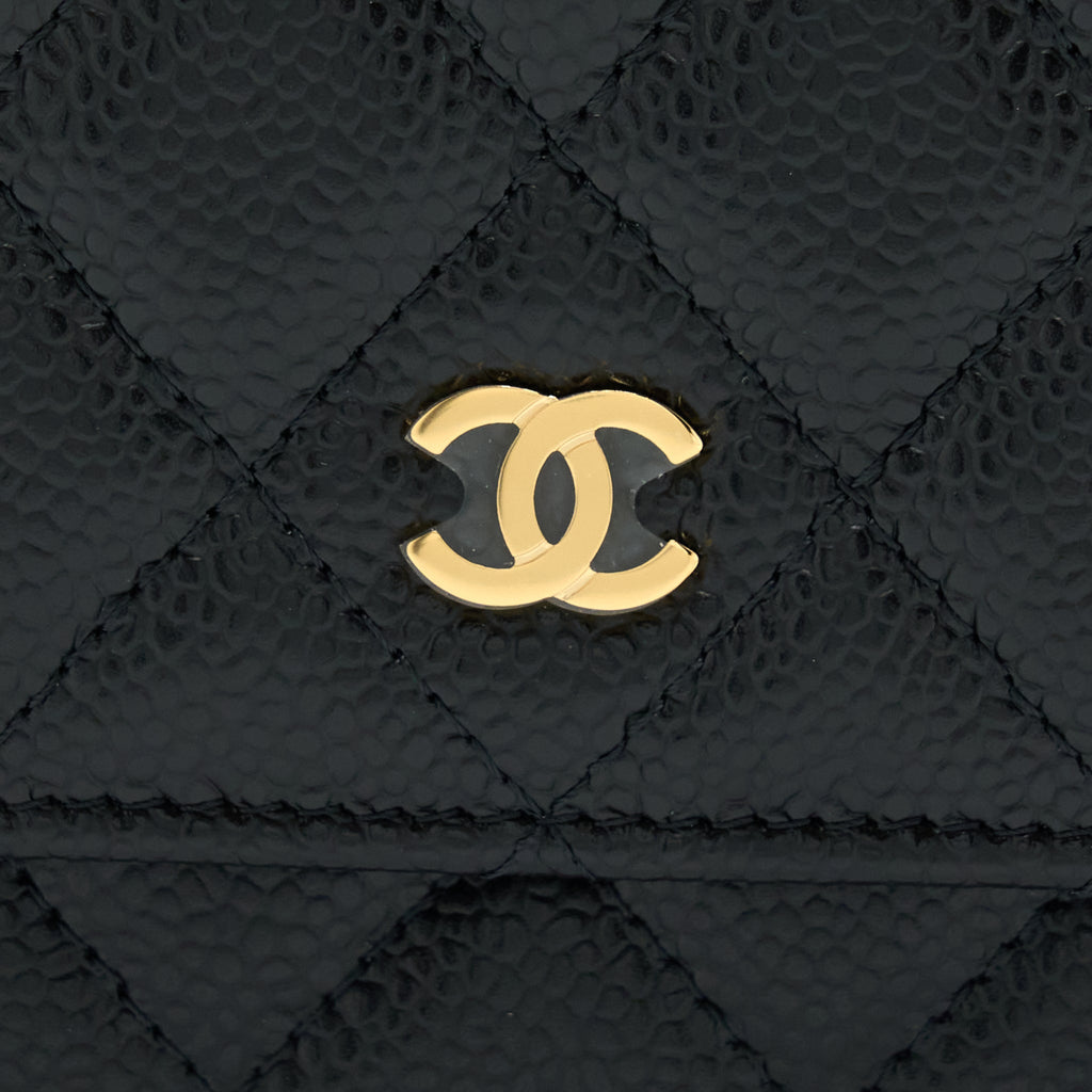 CHANEL CLASSIC WALLET ON CHAIN CAVIAR BLACK GHW (MICROCHIP)