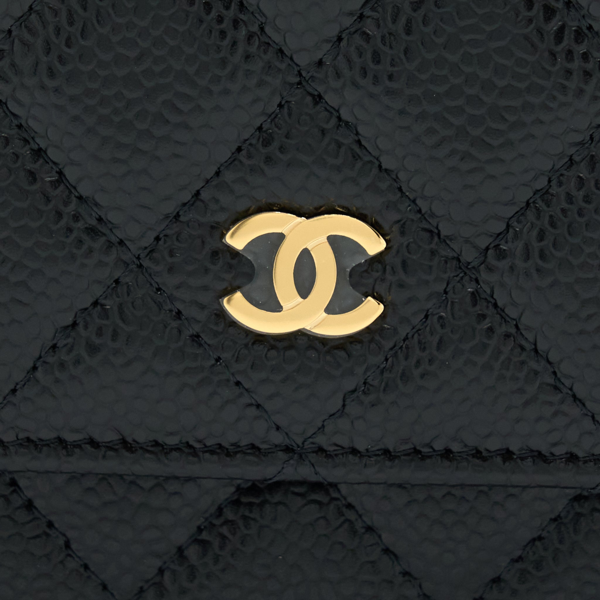 CHANEL CLASSIC WALLET ON CHAIN CAVIAR BLACK GHW (MICROCHIP)