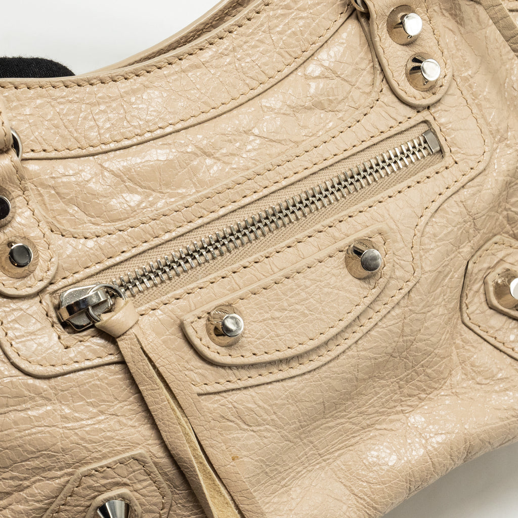 BALENCIAGA MINI CITY BAG CALFSKIN BEIGE SHW