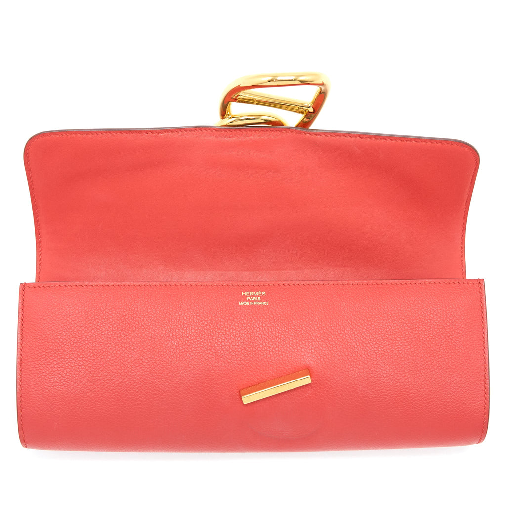 HERMES EGEE CLUTCH ORANGE RED GHW