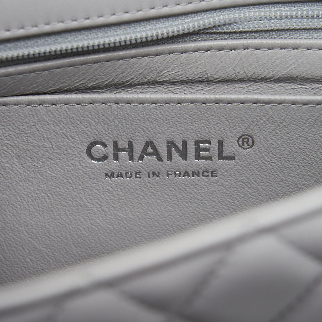 CHANEL MINI RECTANGULAR FLAP BAG LAMBSKIN LIGHT GREY SHW