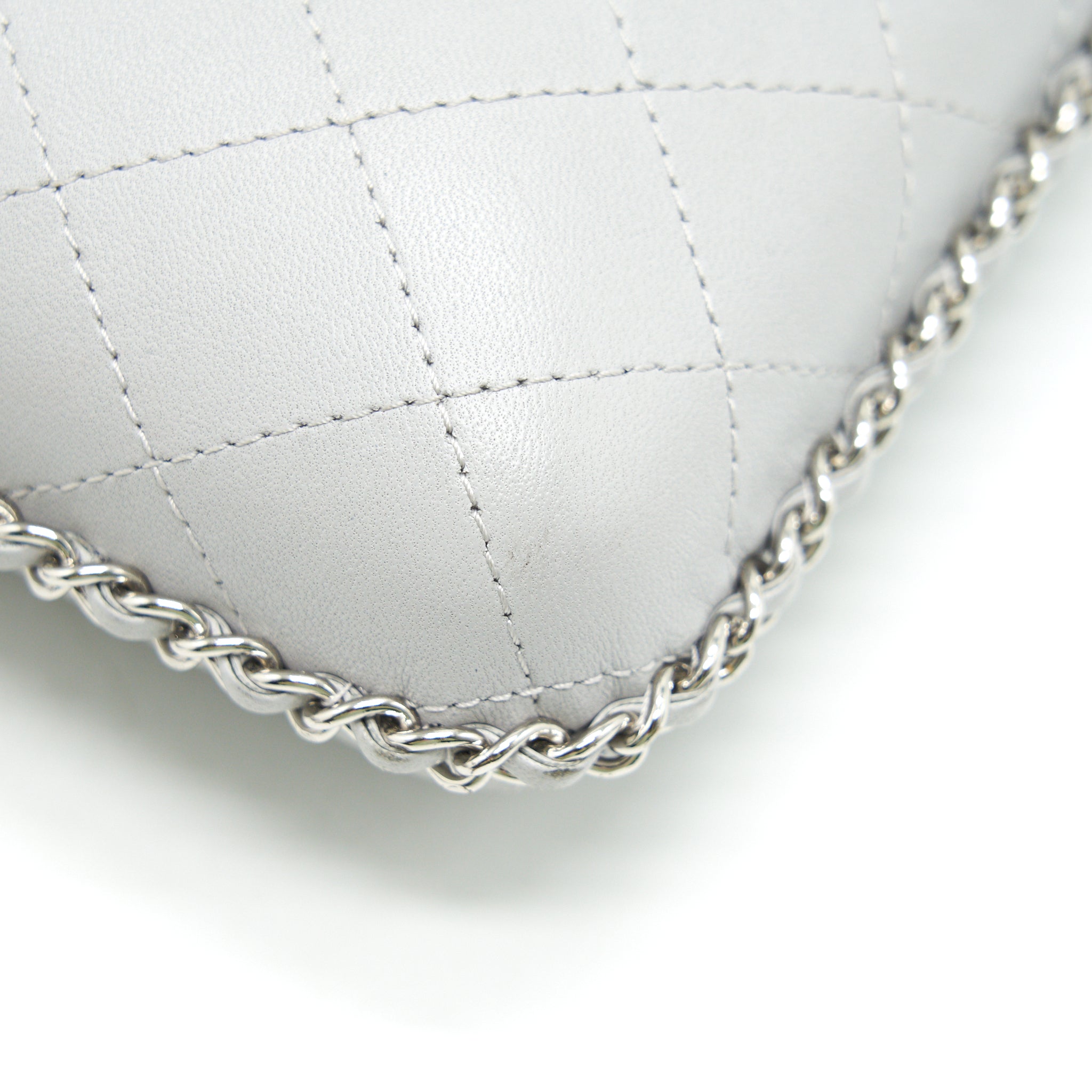 CHANEL GREY VANITY CASE FOR PHONE WITH CHAIN