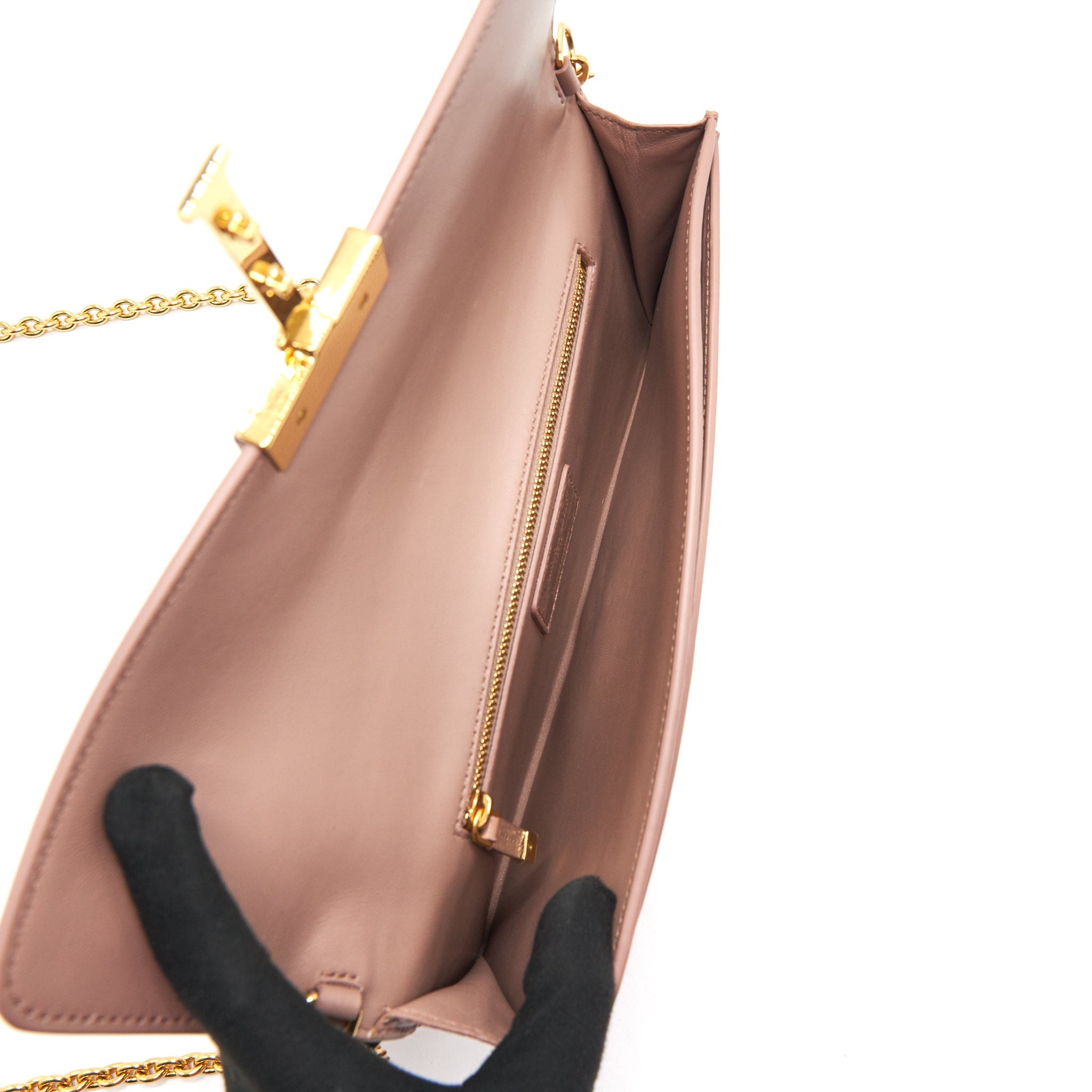 DIOR 30 MONTAIGNE LEATHER CLUTCH BAG WITH CHAIN