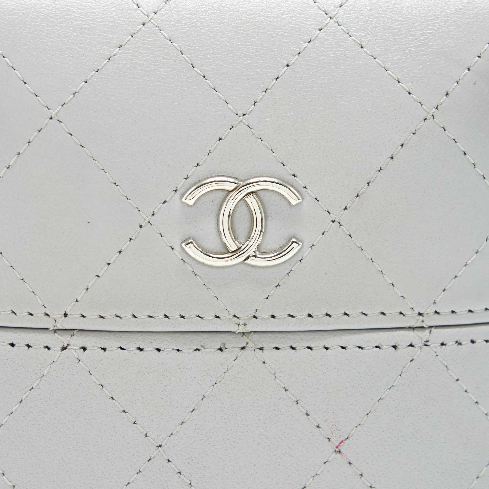 CHANEL GREY VANITY CASE FOR PHONE WITH CHAIN