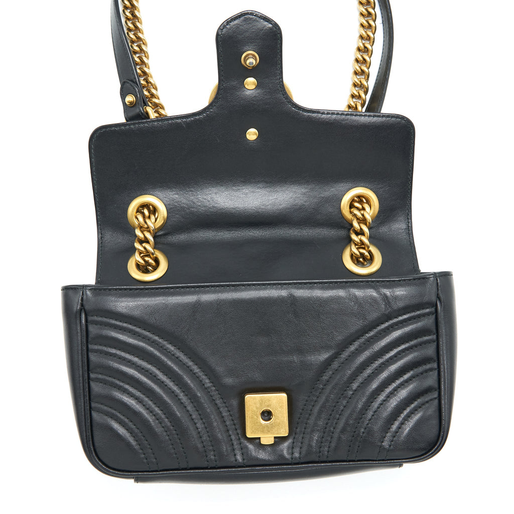 GUCCI MINI MARMONT MATELASSE BAG BLACK GHW