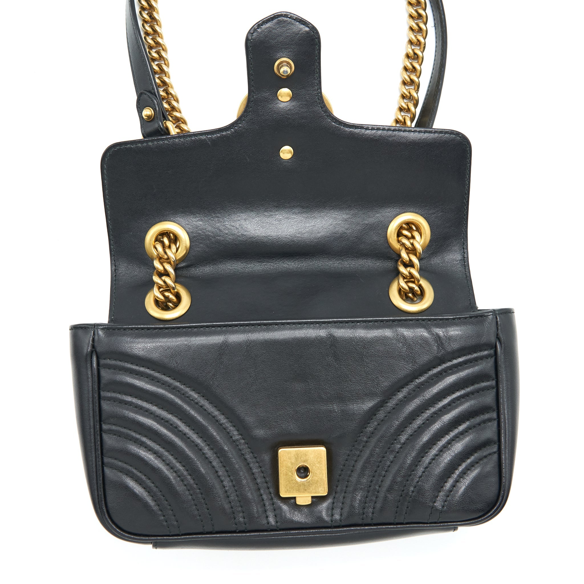 GUCCI MINI MARMONT MATELASSE BAG BLACK GHW