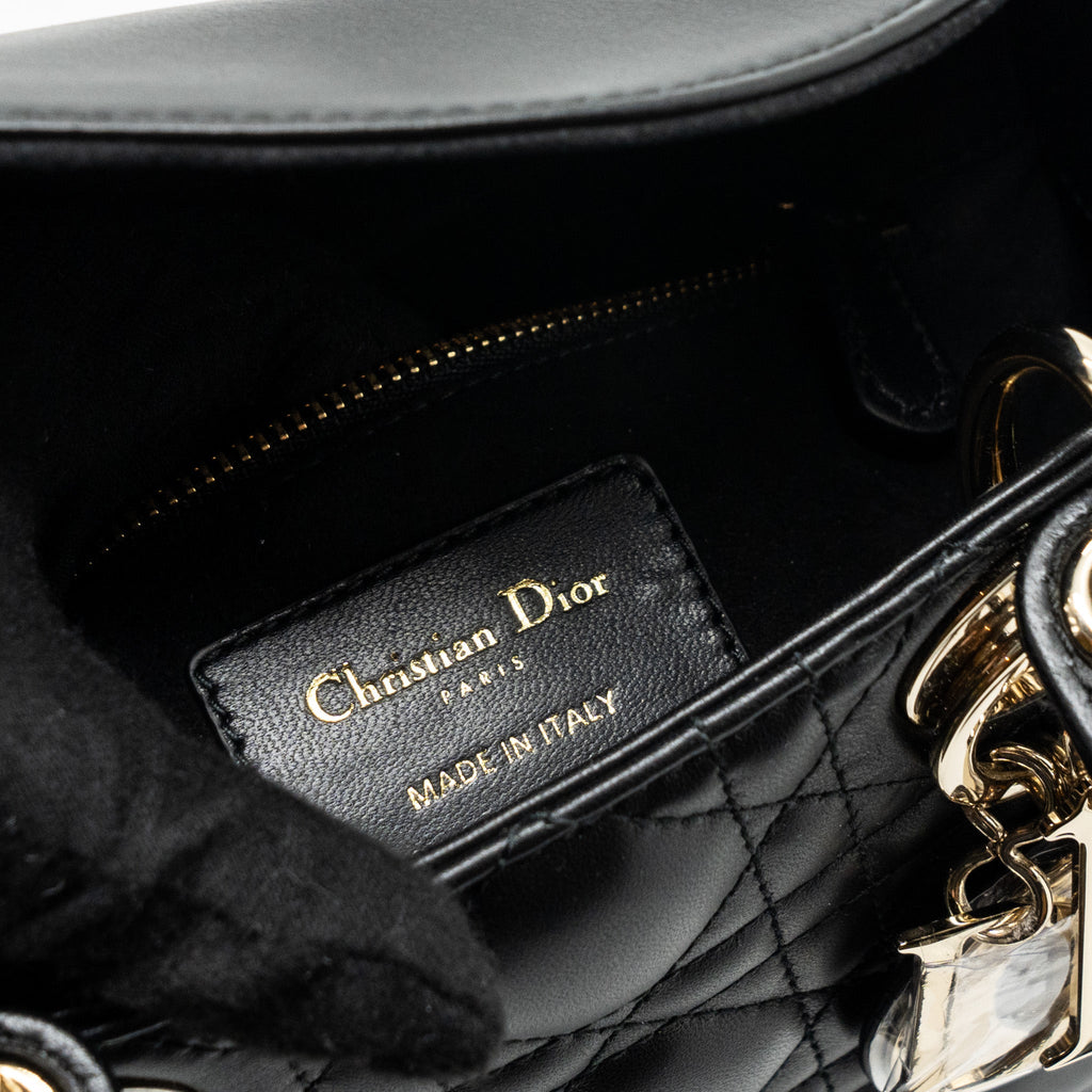 DIOR SMALL LADY DIOR LAMBSKIN BLACK LGHW