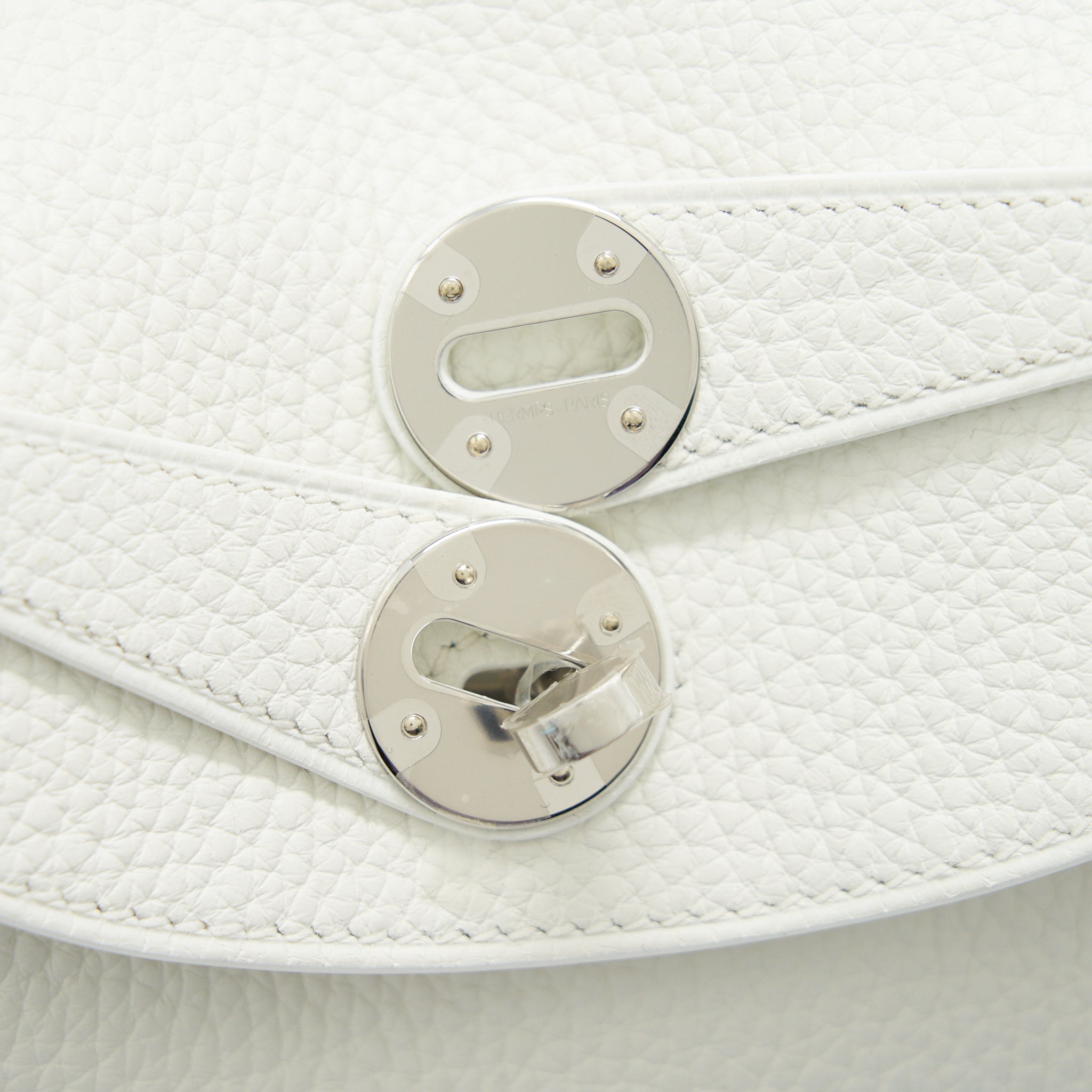 HERMES LINDY 26 CLEMENCE LEATHER BLANC WITH SHW