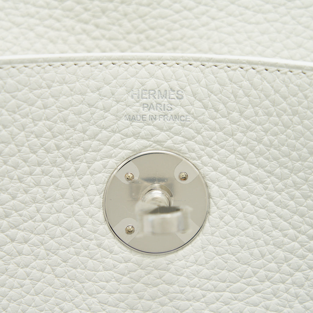 HERMES LINDY 26 CLEMENCE LEATHER BLANC WITH SHW