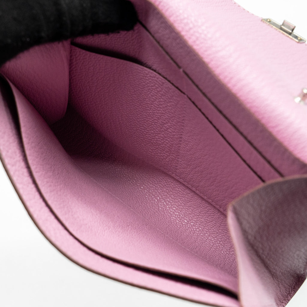 HERMES CLIC 16 WALLET MYSORE LEATHER X9 MAUVE SYLVESTRE SHW