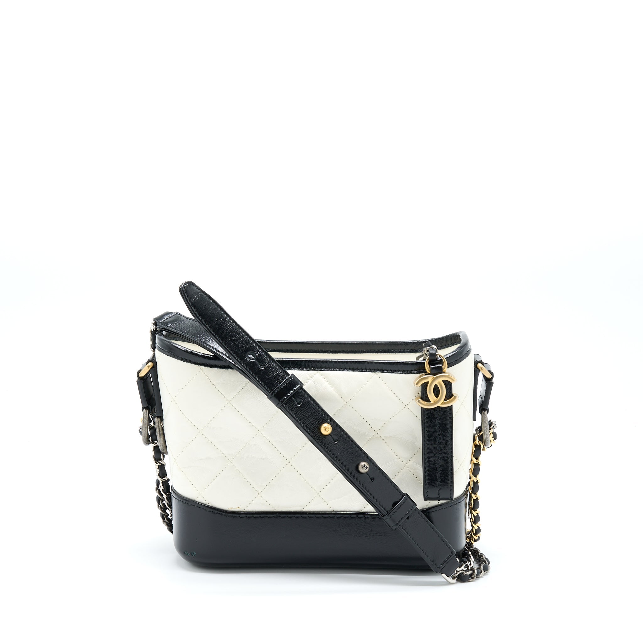 CHANEL SMALL GABRIELLE HOBO BAG WHITE/BLACK MULTICOLOUR HARDWARE