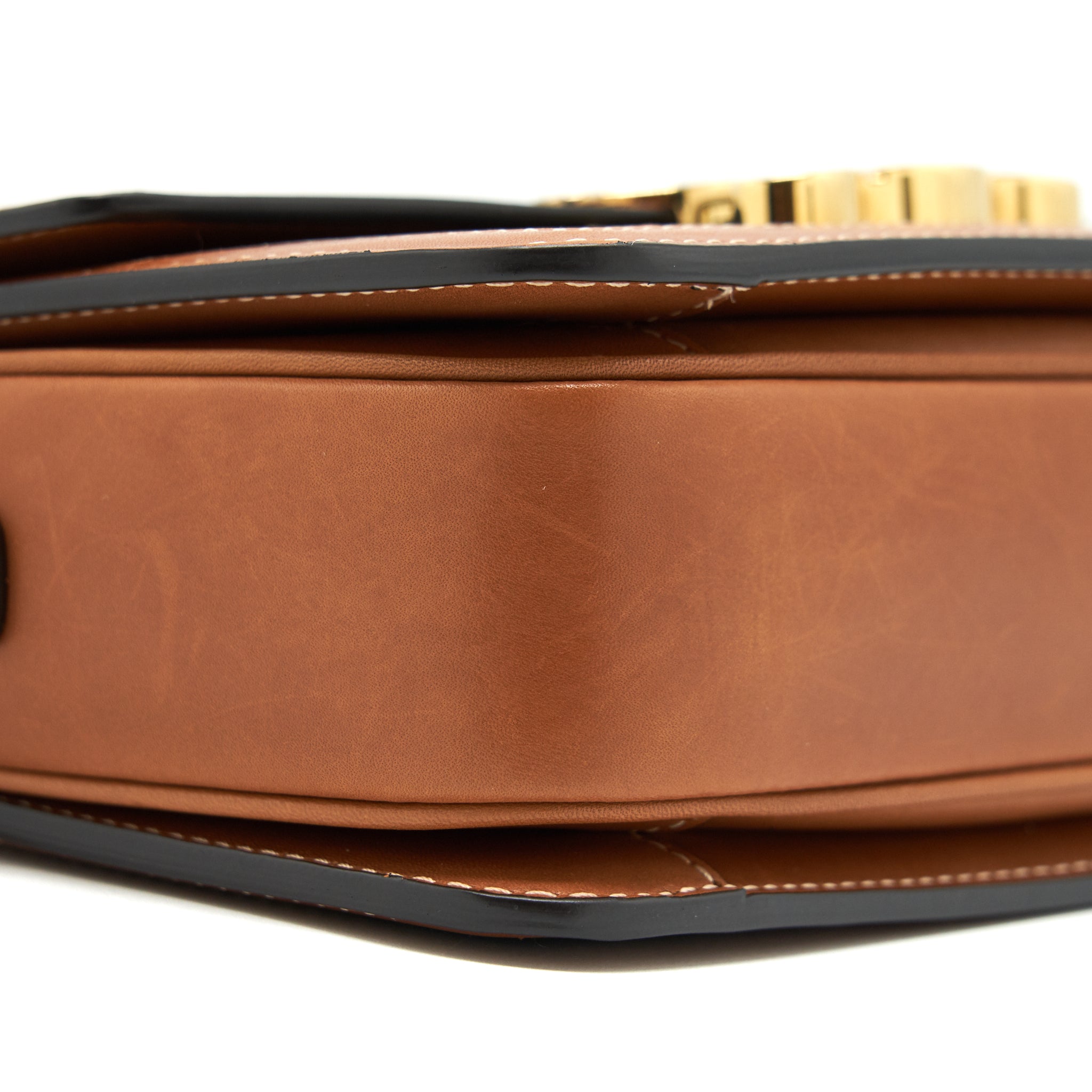 CELINE TEEN TRIOMPHE BAG IN TRIOMPHE CANVAS AND CALFSKIN TAN