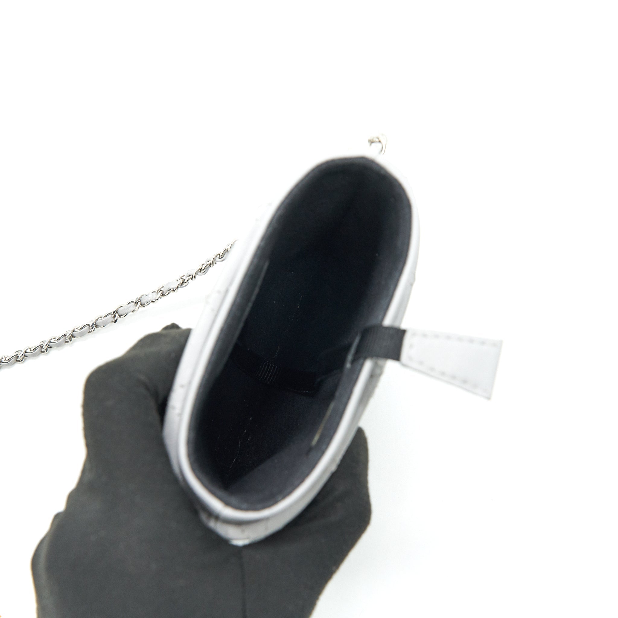 CHANEL GREY VANITY CASE FOR PHONE WITH CHAIN