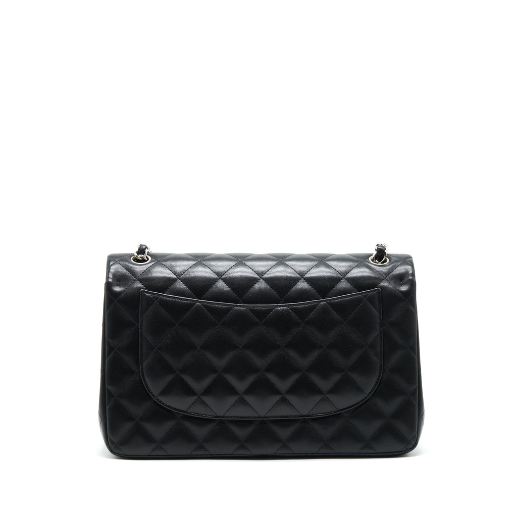 CHANEL CLASSIC JUMBO DOUBLE FLAP BAG LAMBSKIN BLACK SHW