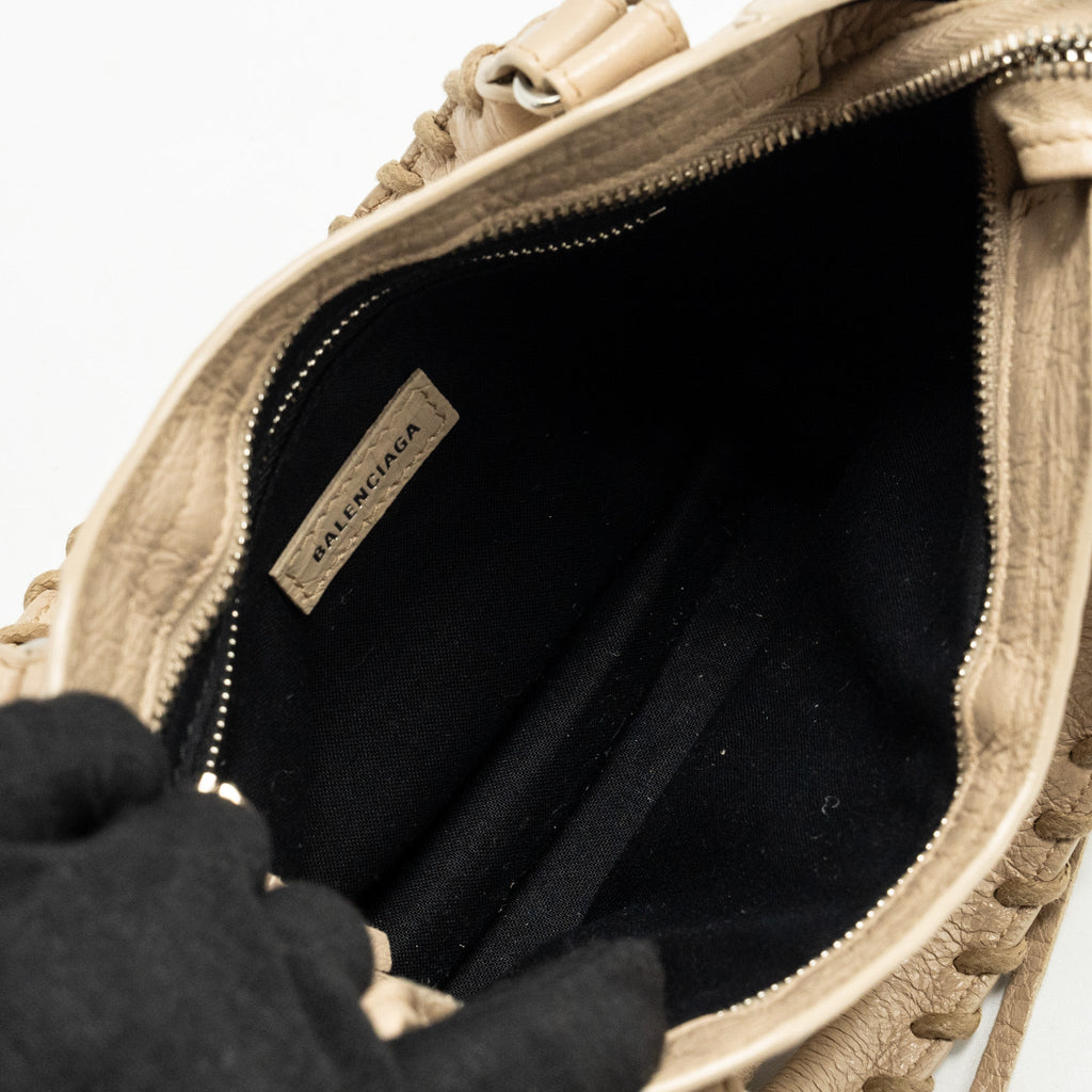 BALENCIAGA MINI CITY BAG CALFSKIN BEIGE SHW
