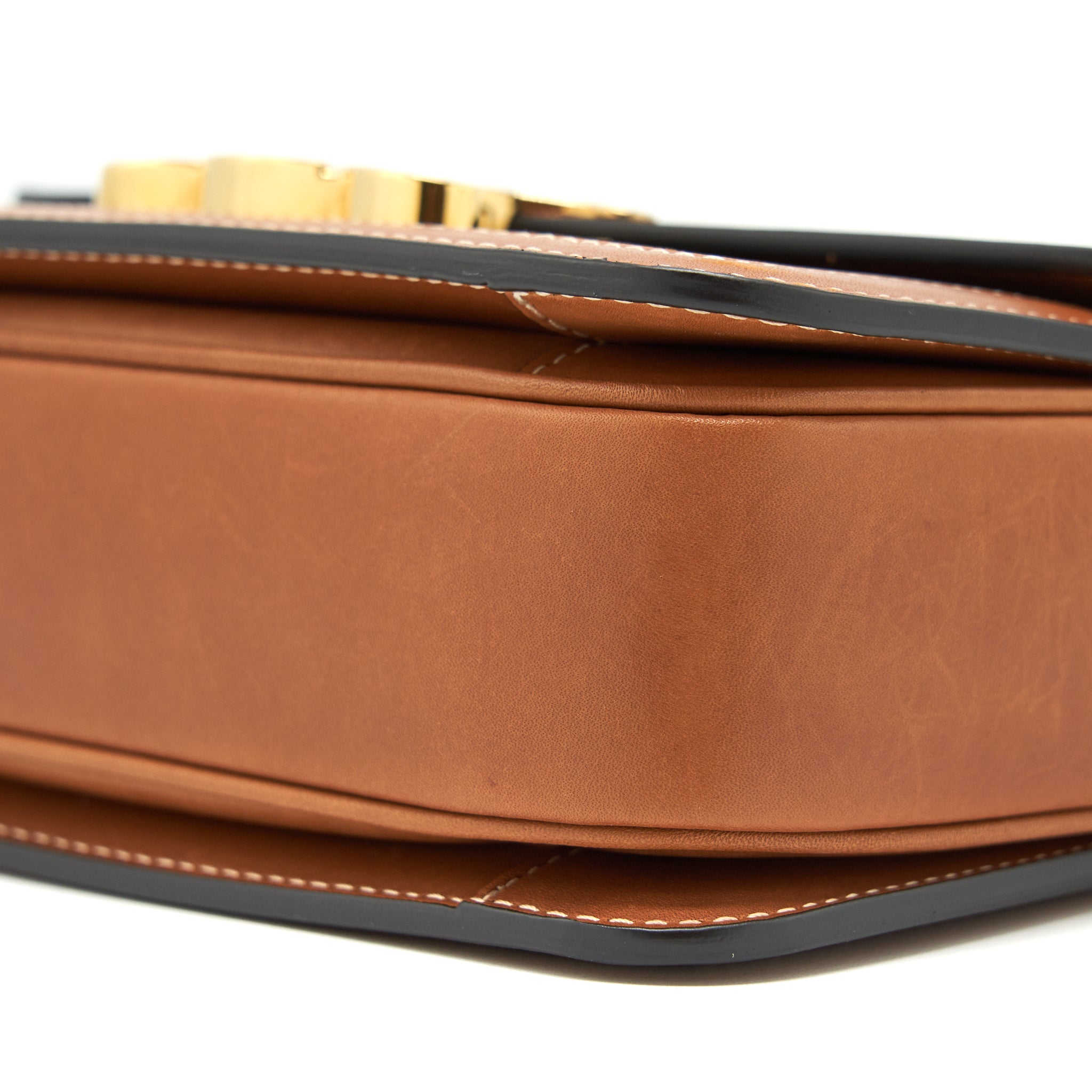 CELINE TEEN TRIOMPHE BAG IN TRIOMPHE CANVAS AND CALFSKIN TAN
