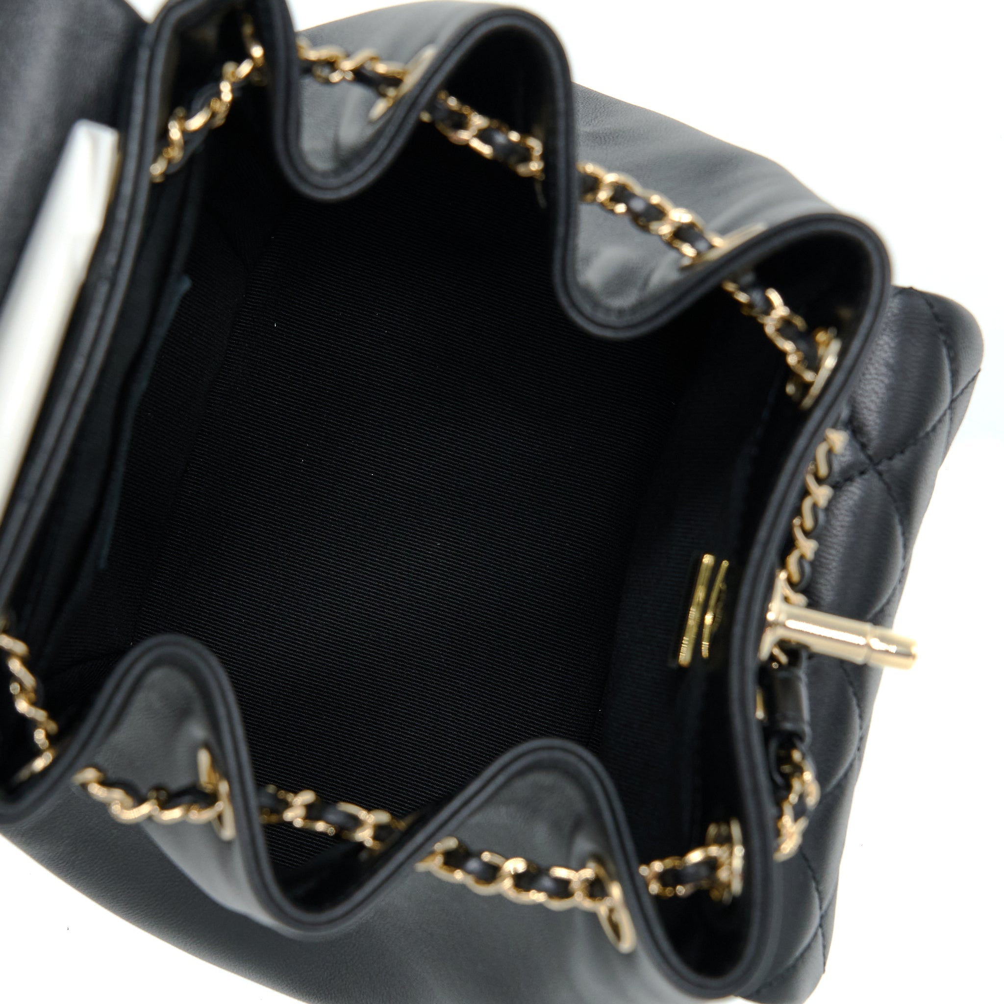 CHANEL DUMA MINI BACKPACK BLACK LGHW (MICROCHIP)