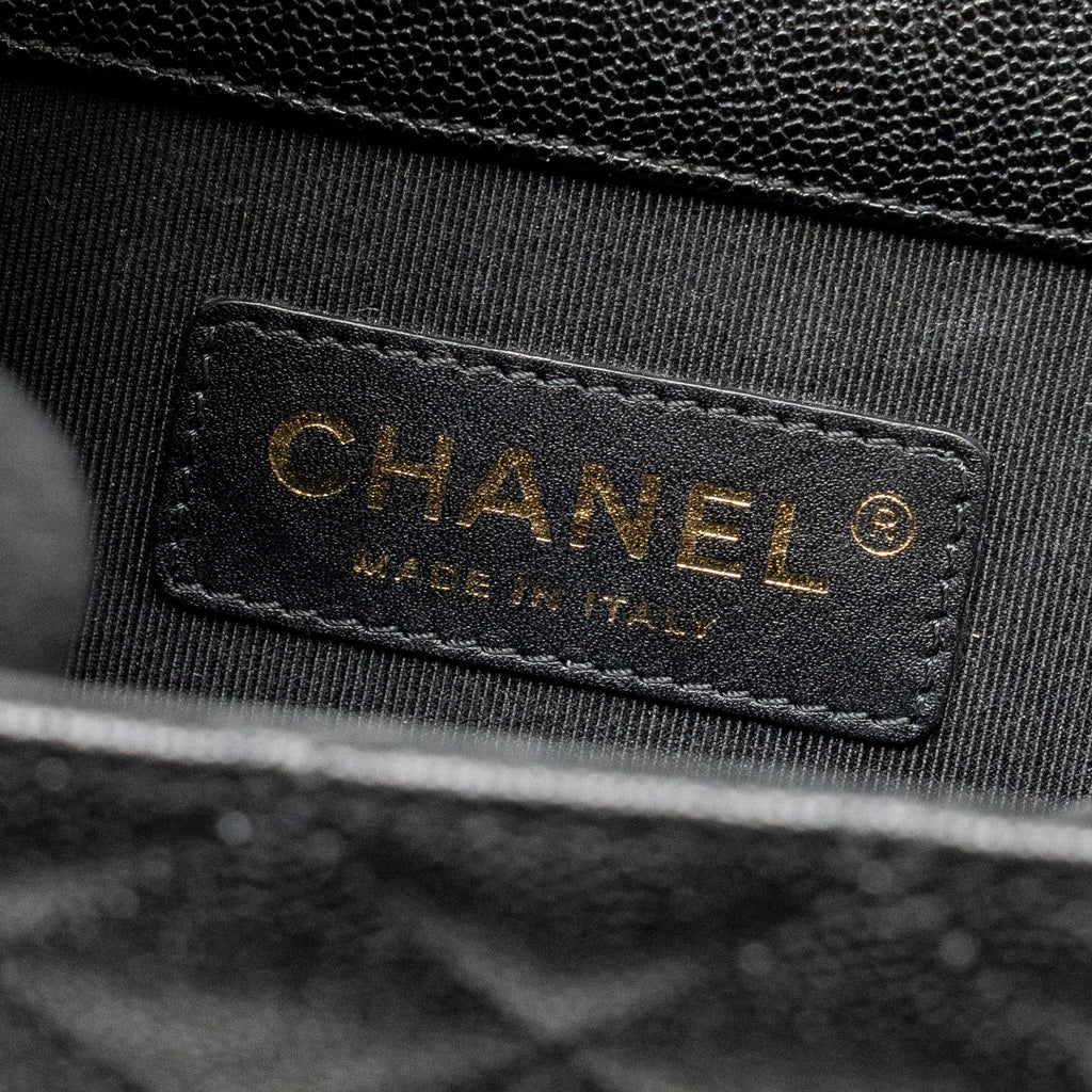 CHANEL NORTH SOUTH/VERTICAL BOY BAG CAVIAR BLACK GHW