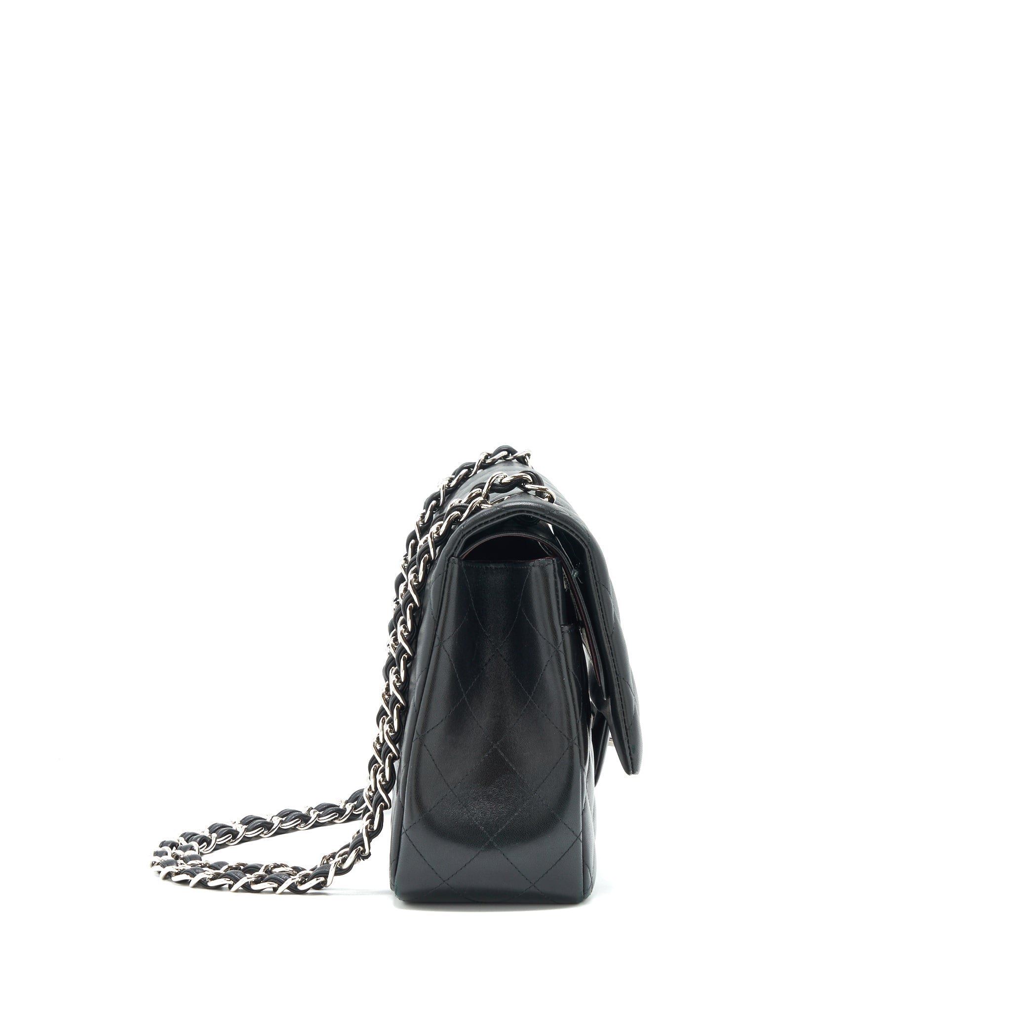 CHANEL CLASSIC JUMBO DOUBLE FLAP BAG LAMBSKIN BLACK SHW