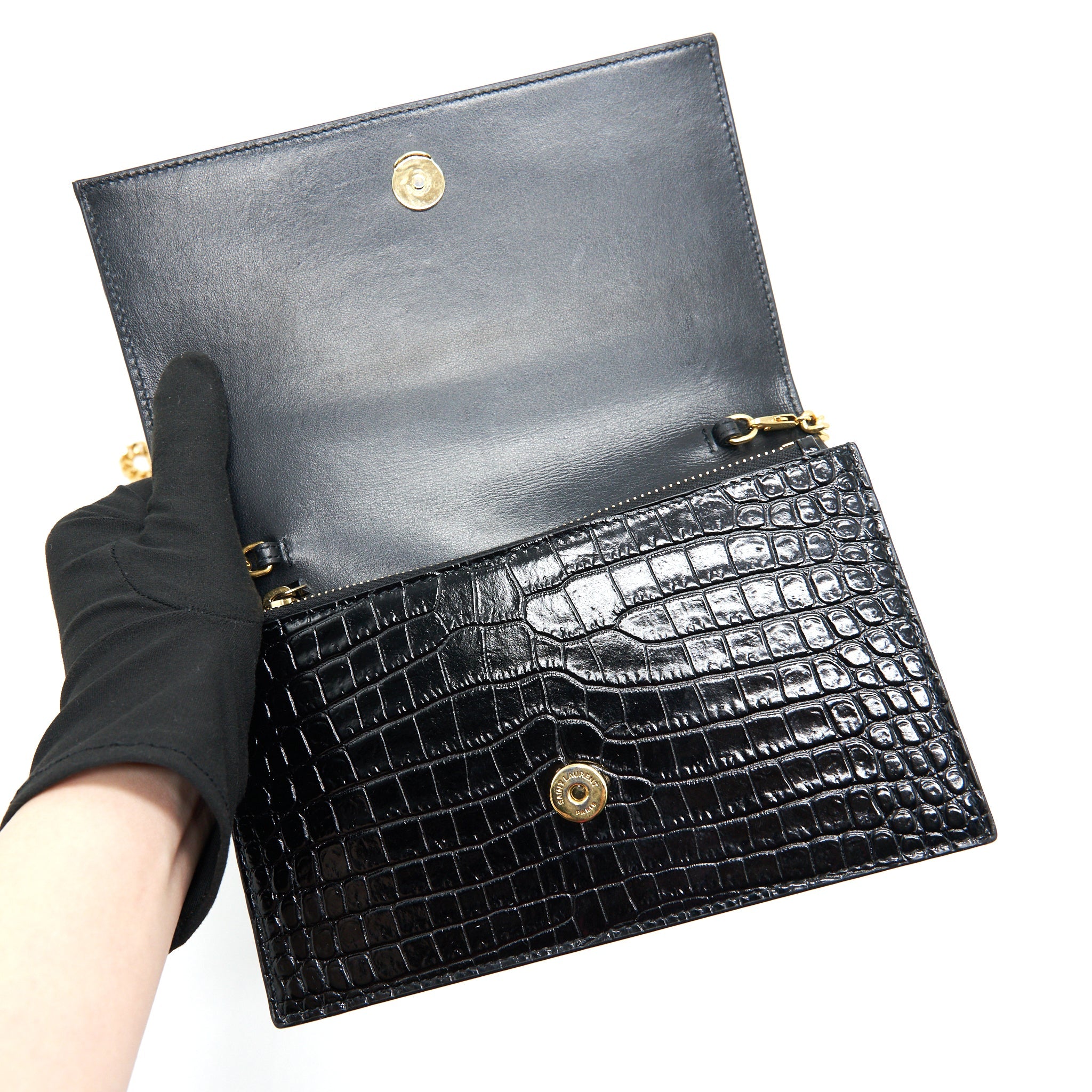 SAINT LAURENT /YSL KATE SMALL CHAIN WALLET WITH TASSEL BLACK GHW