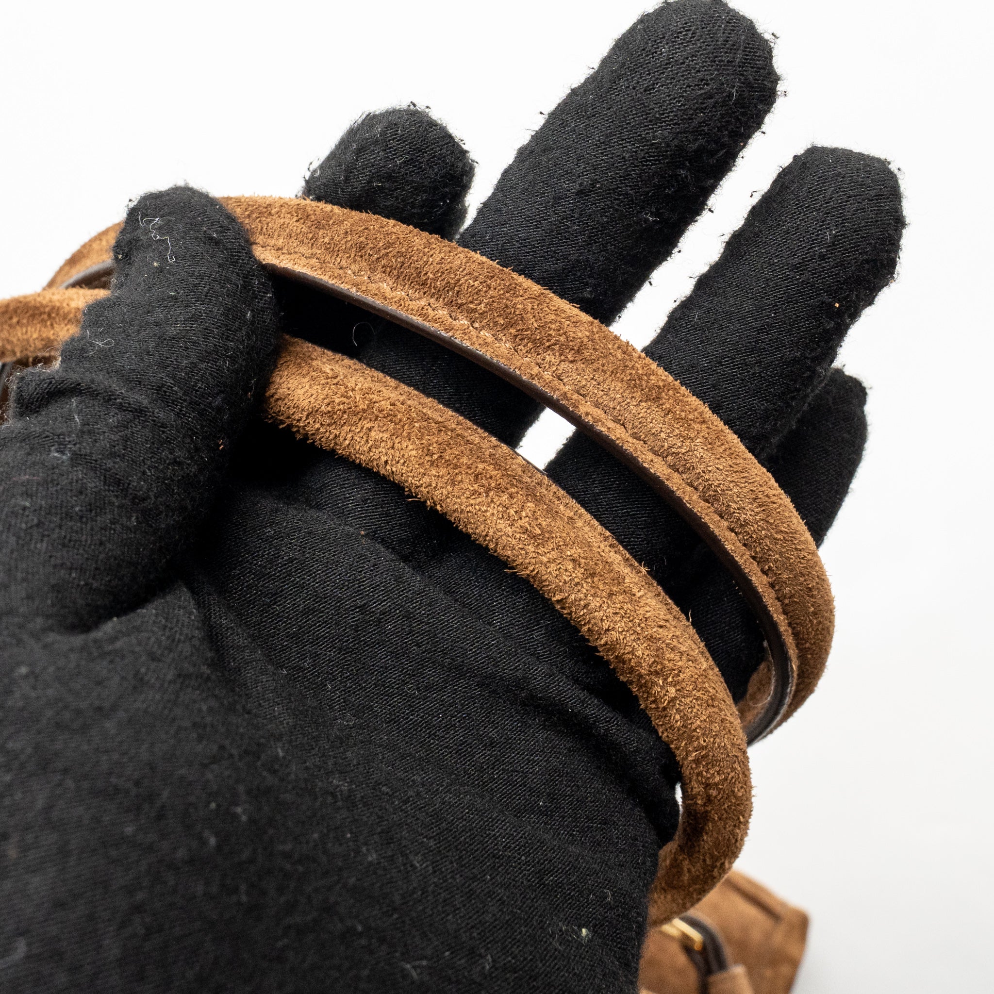 PRADA MEDIUM BONNIE HANDBAG SUEDE LEATHER BROWN GHW