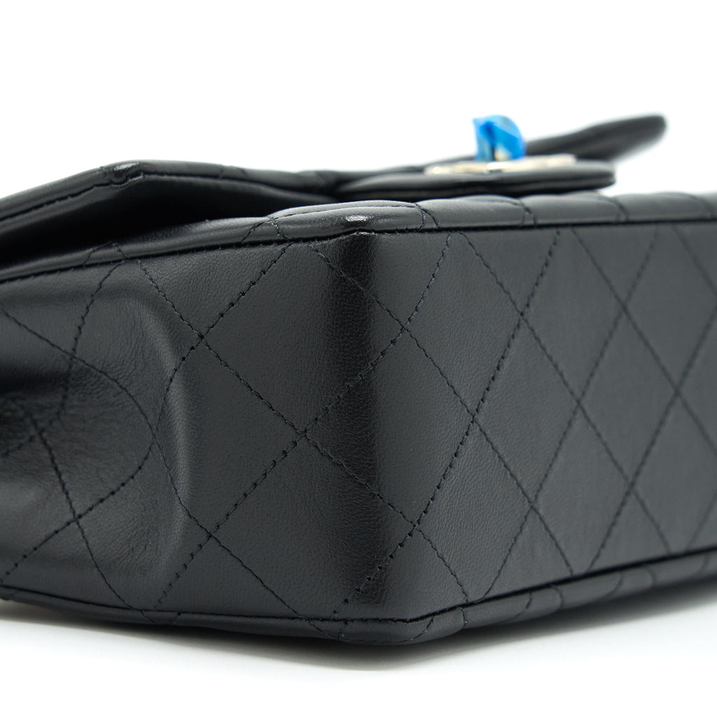 CHANEL MINI RECTANGULAR FLAP BAG LAMBSKIN BLACK LGHW (MICROCHIP)