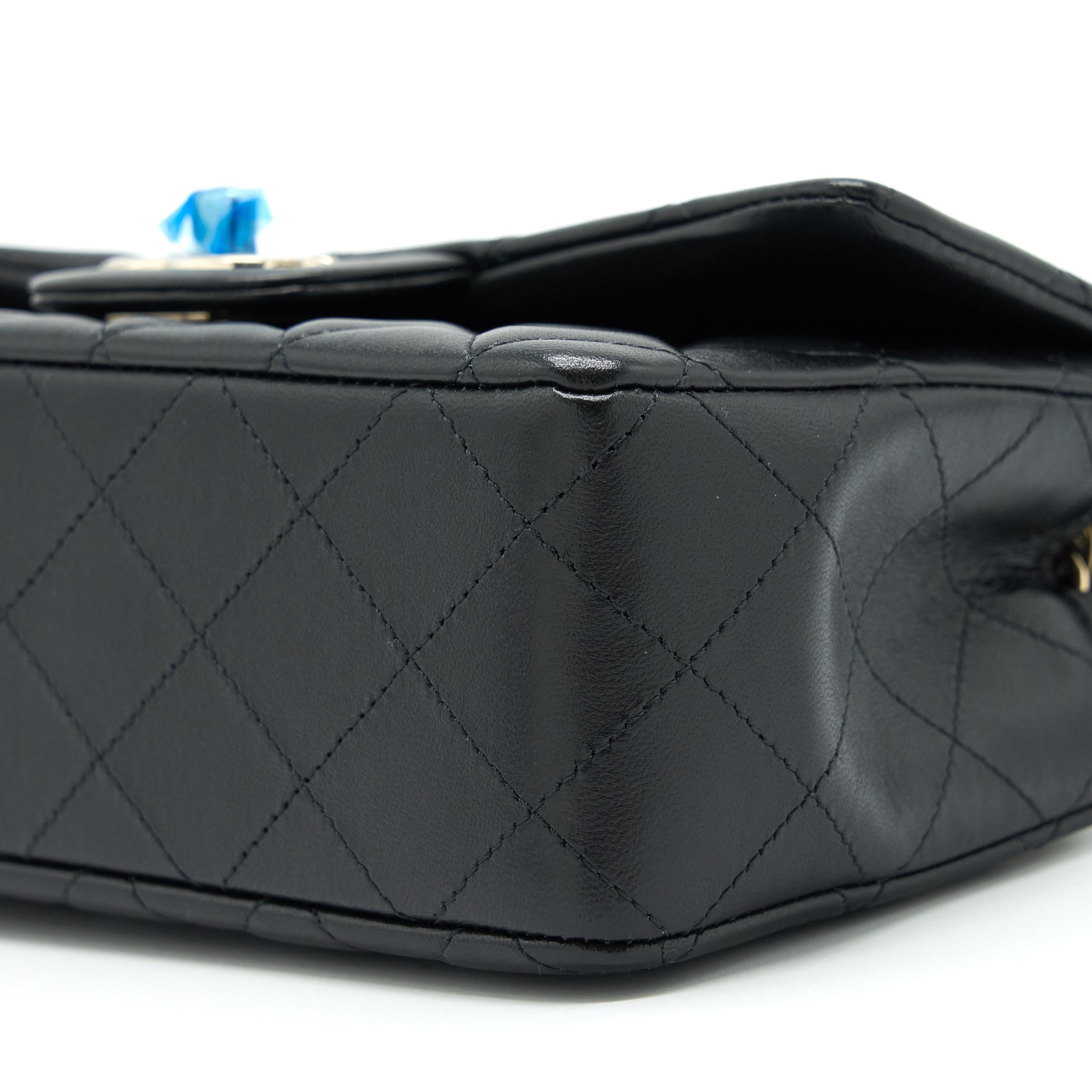 CHANEL MINI RECTANGULAR FLAP BAG LAMBSKIN BLACK LGHW (MICROCHIP)