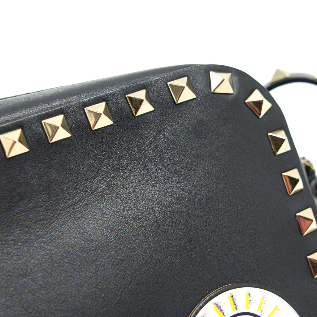 VALENTINO ROCKSTUD CROSSBODY CAMERA BAG BLACK