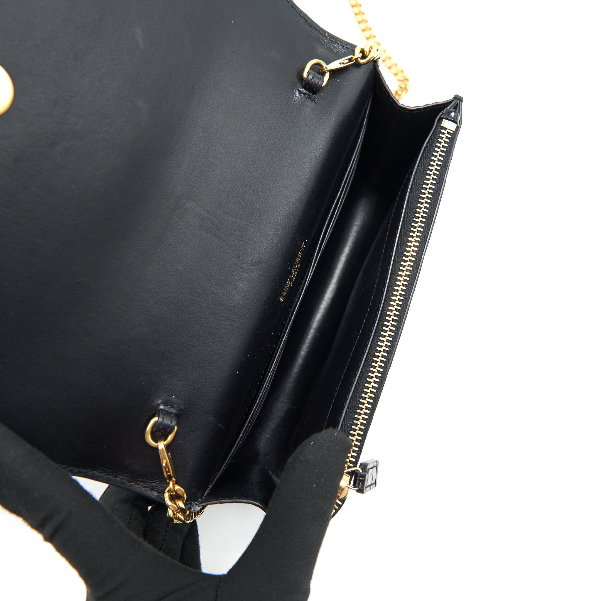 SAINT LAURENT /YSL KATE SMALL CHAIN WALLET WITH TASSEL BLACK GHW
