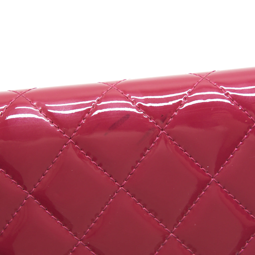 CHANEL LONG ZIP WALLET PATENT FUCHSIA SHW
