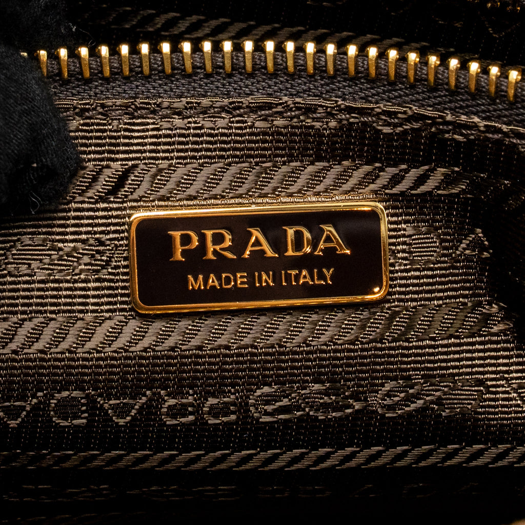 PRADA MEDIUM BONNIE HANDBAG SUEDE LEATHER BROWN GHW
