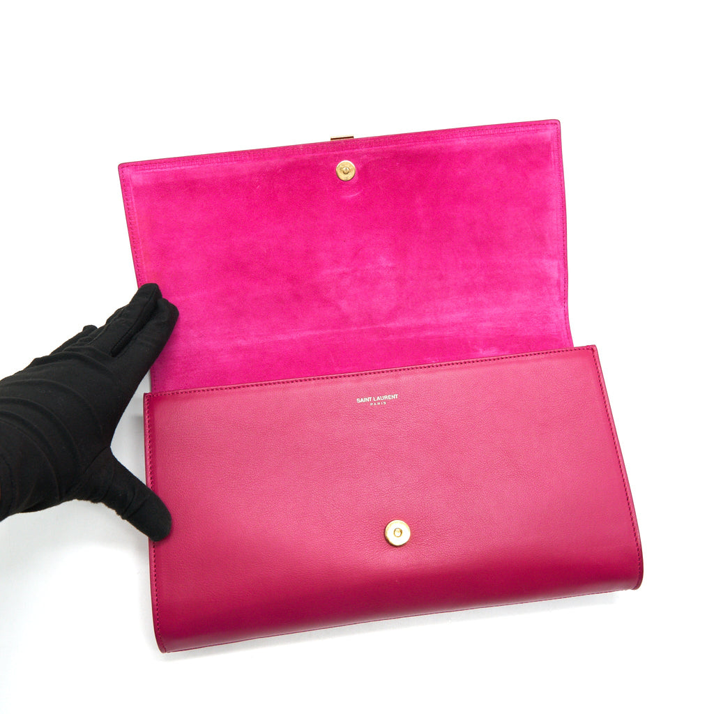 SAINT LAURENT YSL CLUTCH IN FUCHSIA