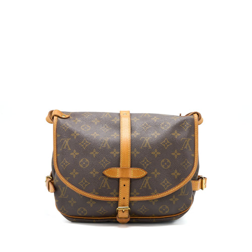 LOUIS VUITTON VINTAGE SAUMUR CLOTH CROSSBODY BAG MONOGRAM CANVAS GHW