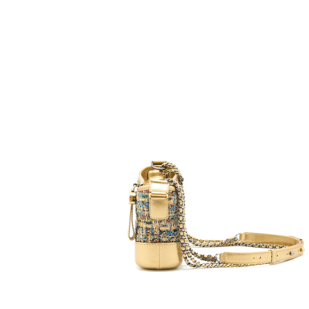 CHANEL SMALL GABRIELLE HOBO BAG TWEED GOLD/MULTICOLOUR HARDWARE