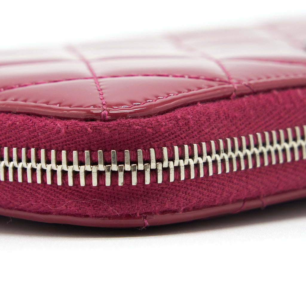 CHANEL LONG ZIP WALLET PATENT FUCHSIA SHW