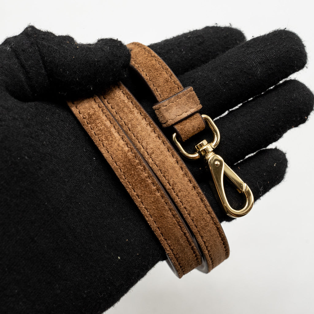 PRADA MEDIUM BONNIE HANDBAG SUEDE LEATHER BROWN GHW