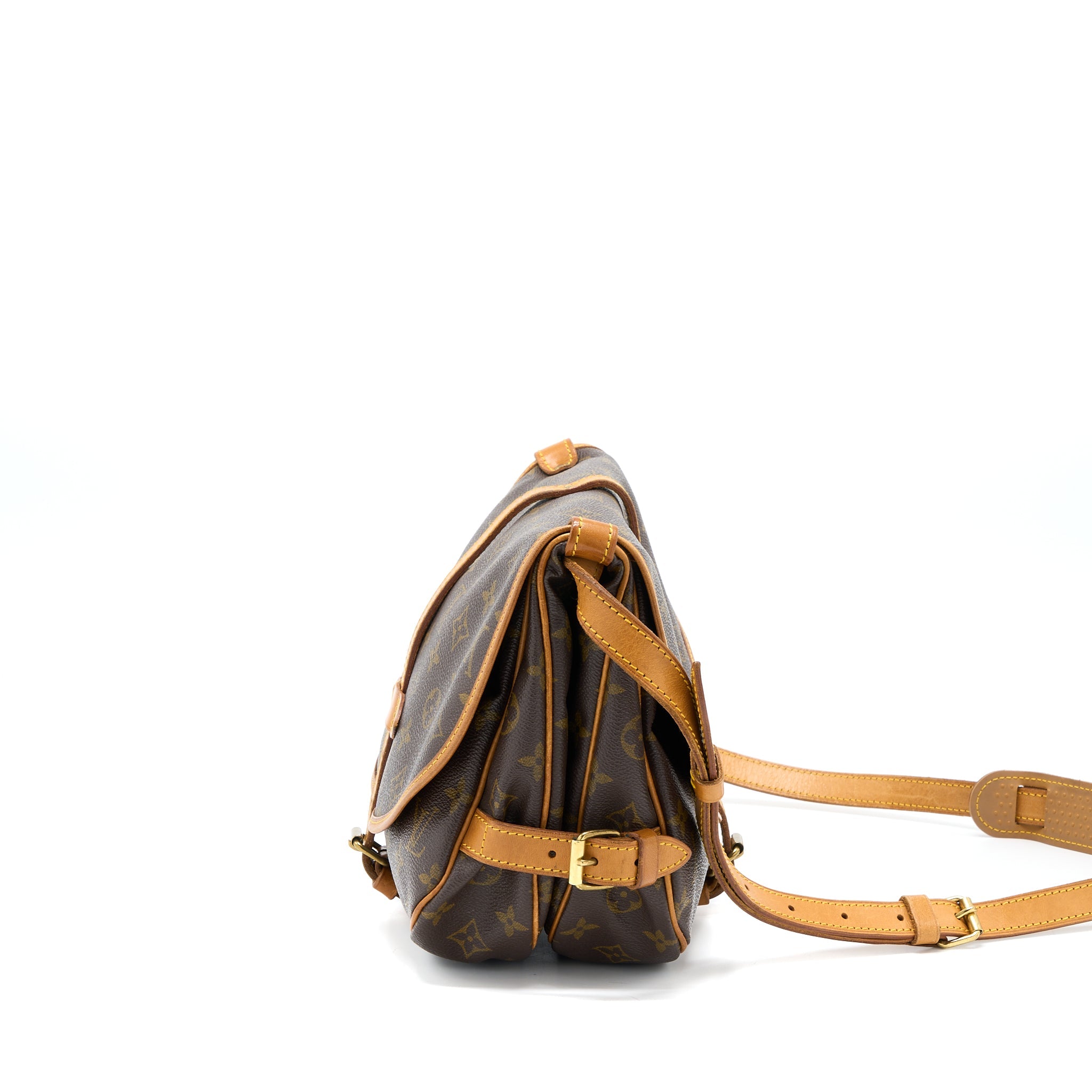 LOUIS VUITTON VINTAGE SAUMUR CLOTH CROSSBODY BAG MONOGRAM CANVAS GHW